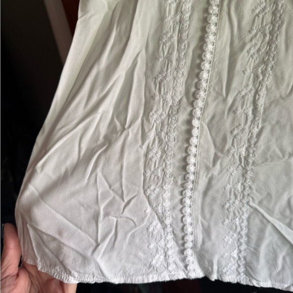 J Jill Women XL Top Blouse White Boho Summer Vacation Flowy Casual Cool Travel - Picture 4 of 6